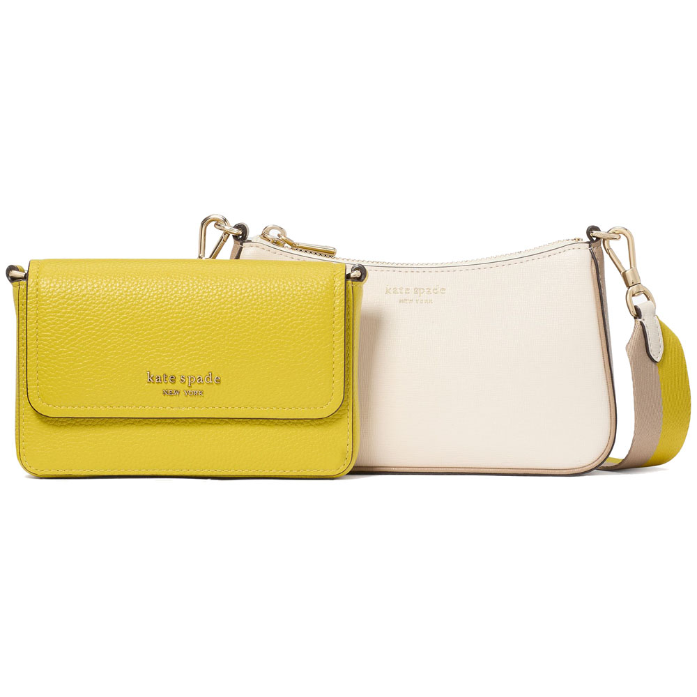 Kate Spade Double Up Colorblocked Crossbody Tigers Eye Multi Yellow # KJ938