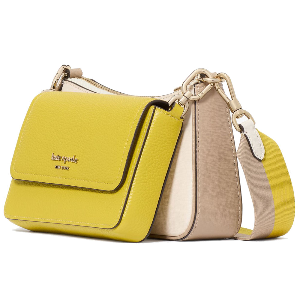 Kate Spade Double Up Colorblocked Crossbody Tigers Eye Multi Yellow # KJ938