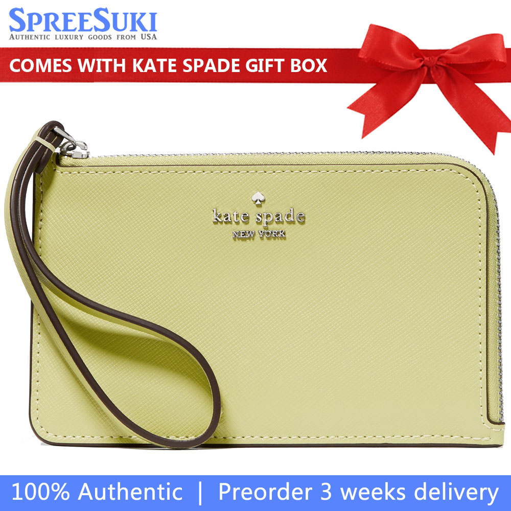 Kate Spade Lucy Small Card Holder Wristlet Star Fruit Light green # KM457