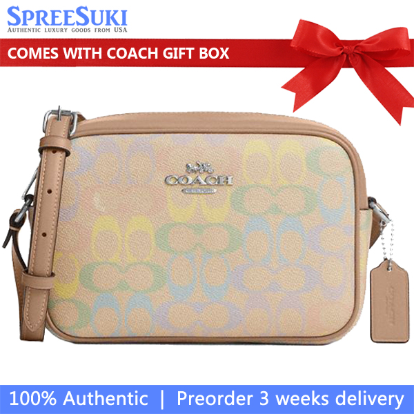 Coach Jamie Camera Bag In Rainbow Signature Canvas Silver Sand Multi # CDD63
