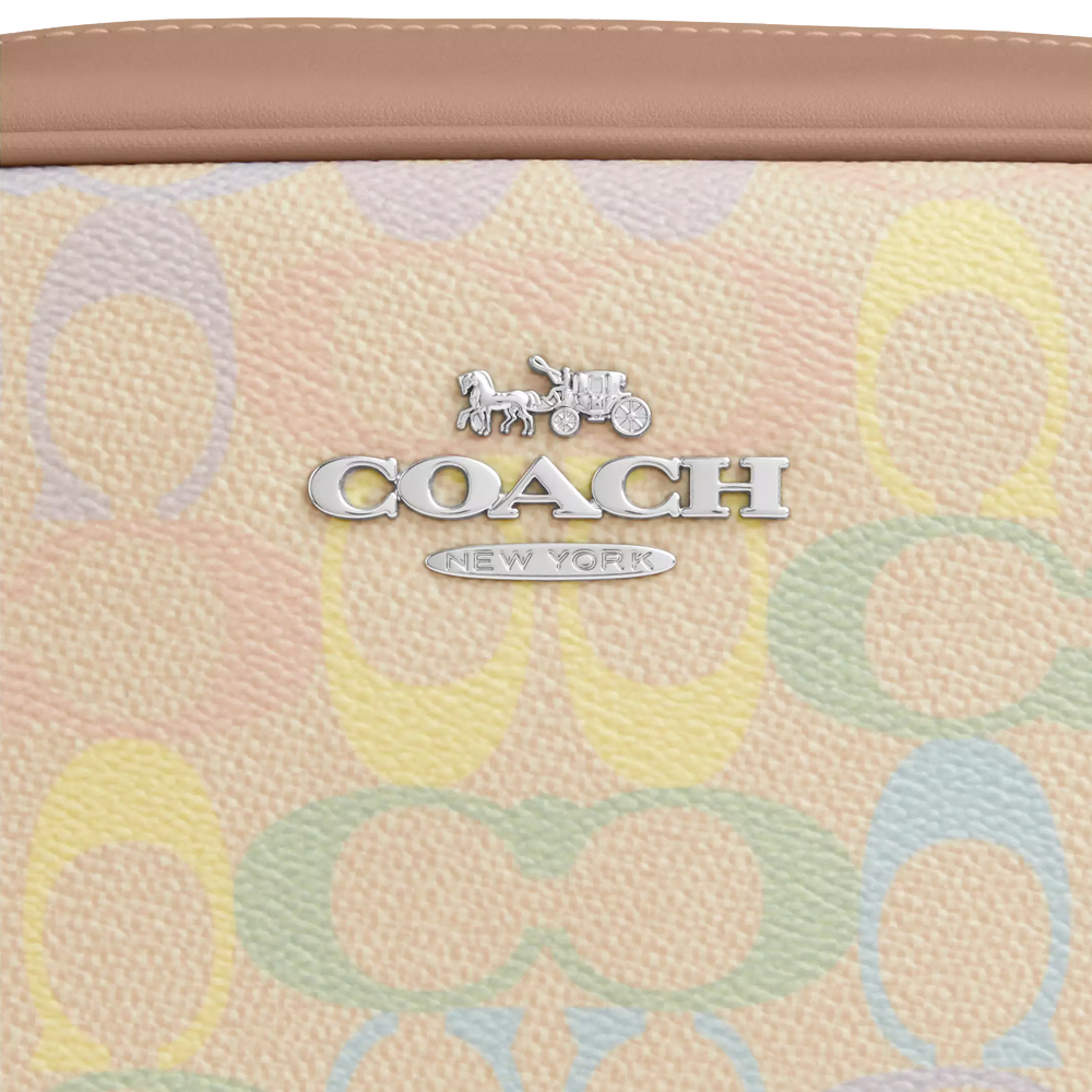Coach Jamie Camera Bag In Rainbow Signature Canvas Silver Sand Multi # CDD63
