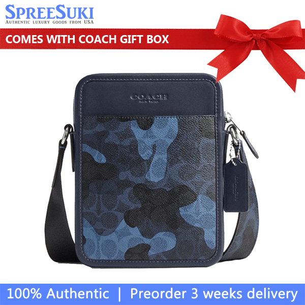 Coach Sullivan Crossbody Bag In Signature Camo Print Silver Blue Multi # CDR04
