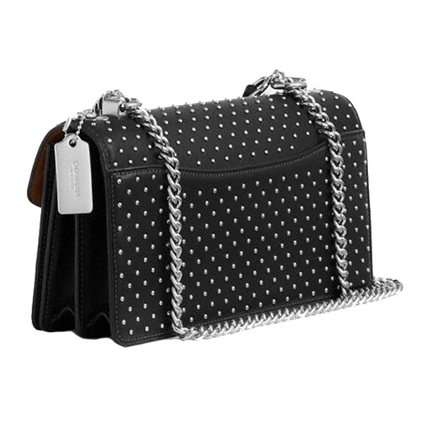 Coach Klare Envelope Crossbody Bag With Rivets Silver Black # CDB07