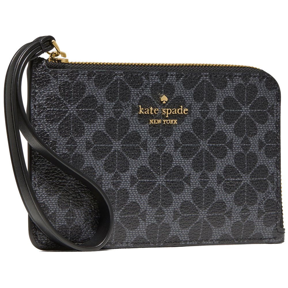 Kate Spade Small Wristlet Lucy Spade Flower Small Lzip Wristlet Black # KM460