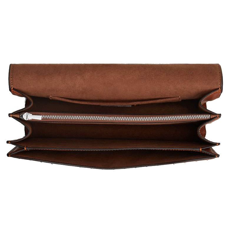 Coach Klare Envelope Crossbody Bag With Rivets Silver Pecan Brown # CDB07