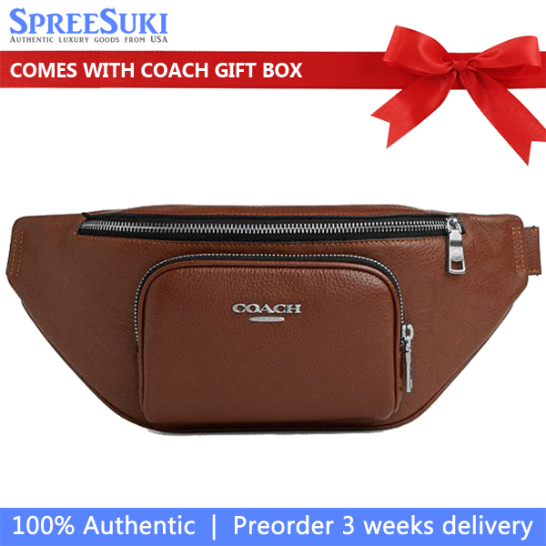 Coach Racer Small Belt Bag In Signature Leather Silver Vintage Brown # CDC44