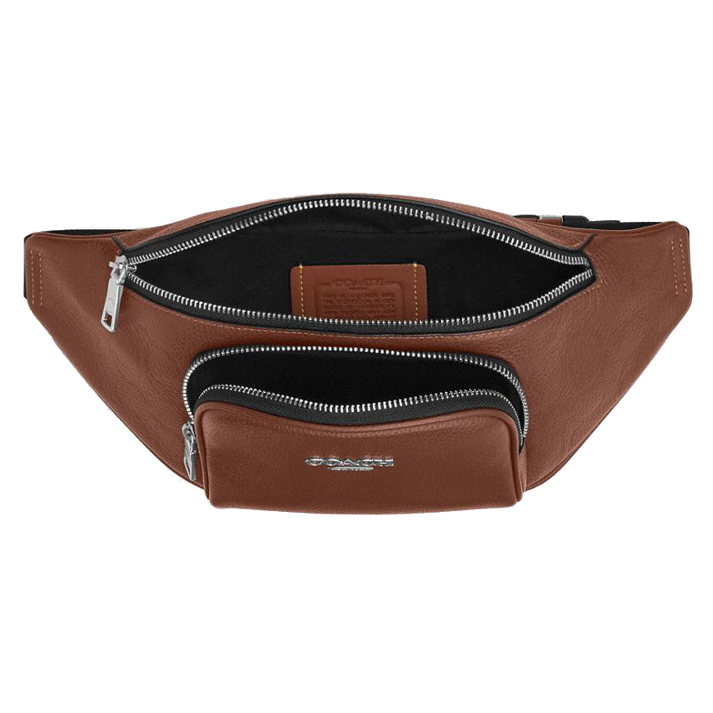 Coach Racer Small Belt Bag In Signature Leather Silver Vintage Brown # CDC44