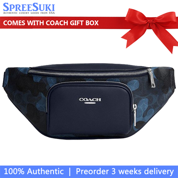 Coach Racer Small Belt Bag In Signature Camo Print Silver Blue Multi # CDC32