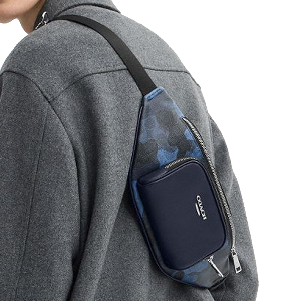 Coach Racer Small Belt Bag In Signature Camo Print Silver Blue Multi # CDC32