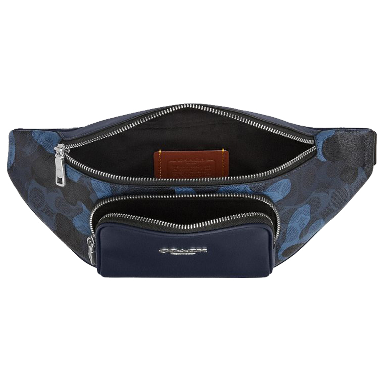 Coach Racer Small Belt Bag In Signature Camo Print Silver Blue Multi # CDC32