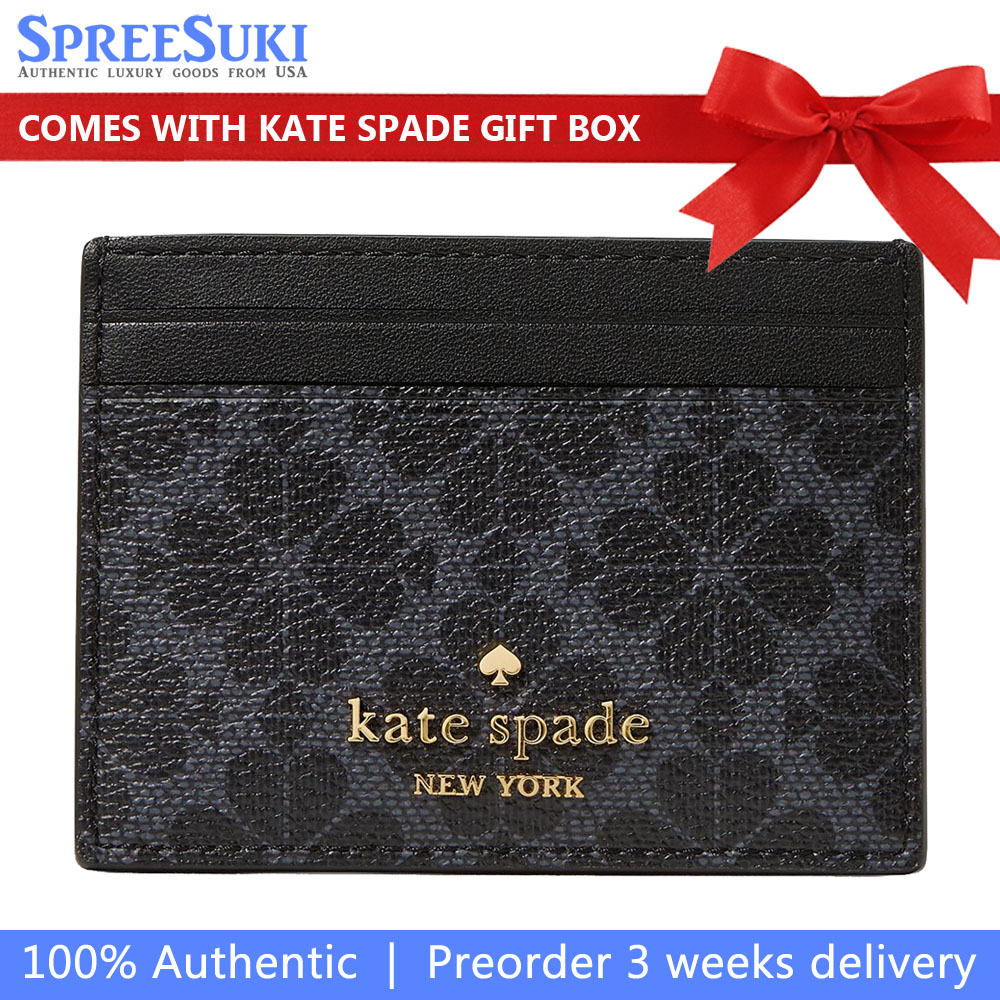 Kate Spade Spade Flower Small Slim Card Holder Black # KN761