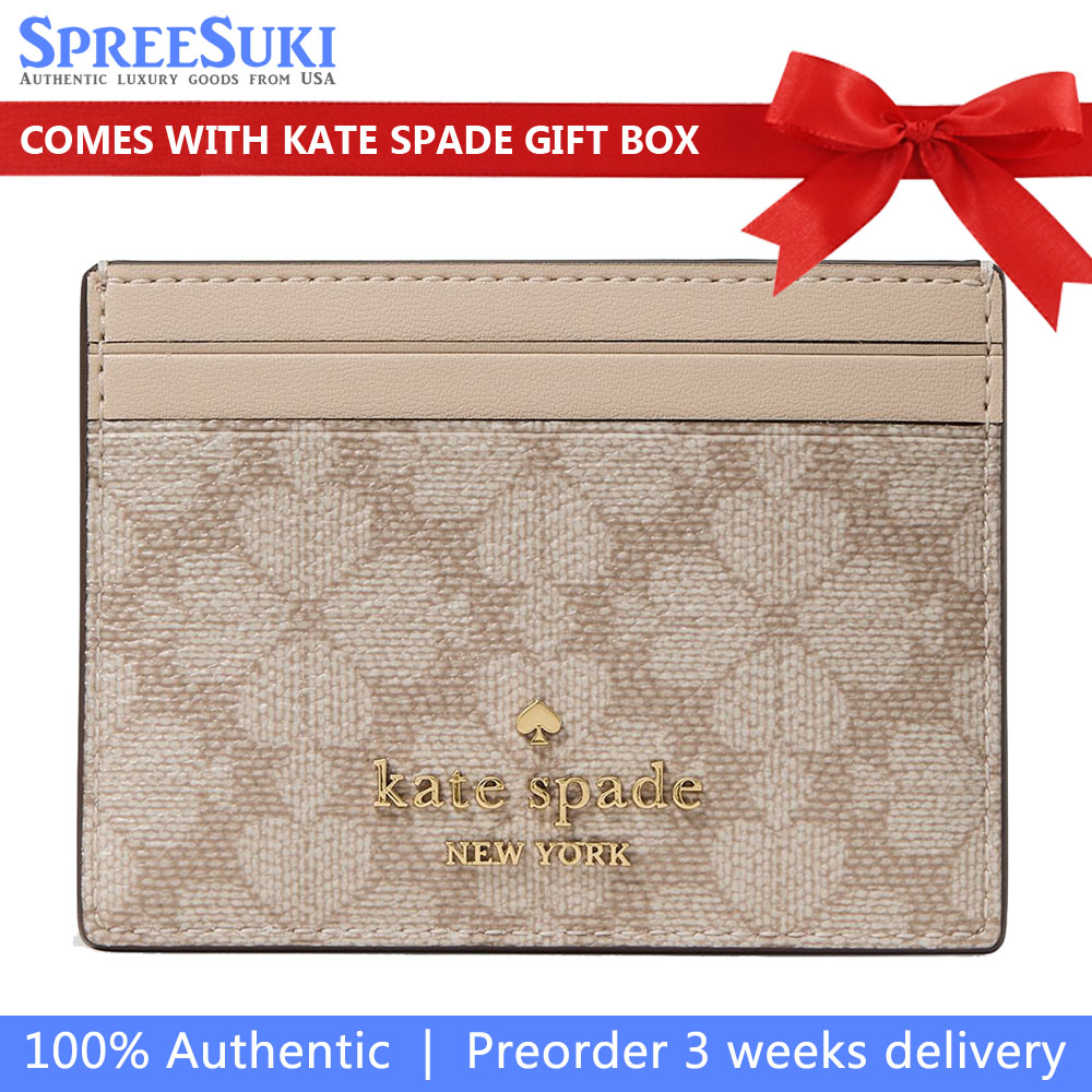 Kate Spade Spade Flower Small Slim Card Holder Dark Beige Multi # KN761