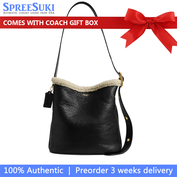 Coach Bleecker Bucket Bag In Shearling Black Natural # CCC28