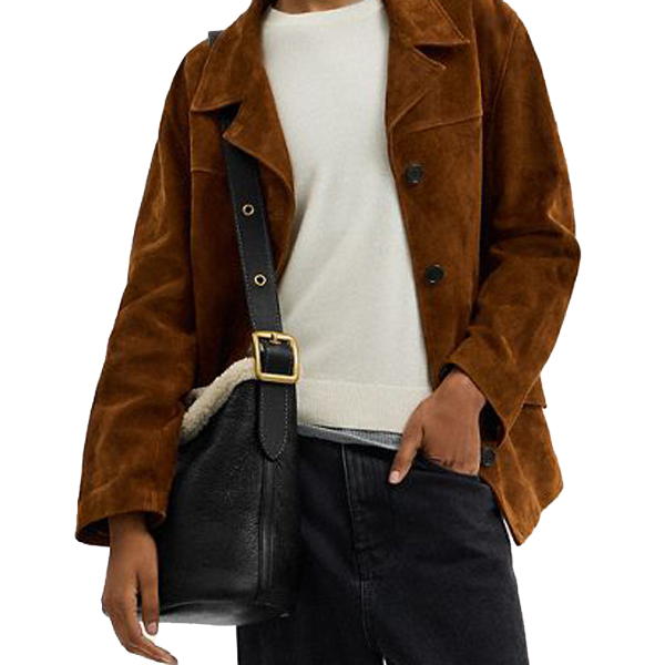 Coach Bleecker Bucket Bag In Shearling Black Natural # CCC28