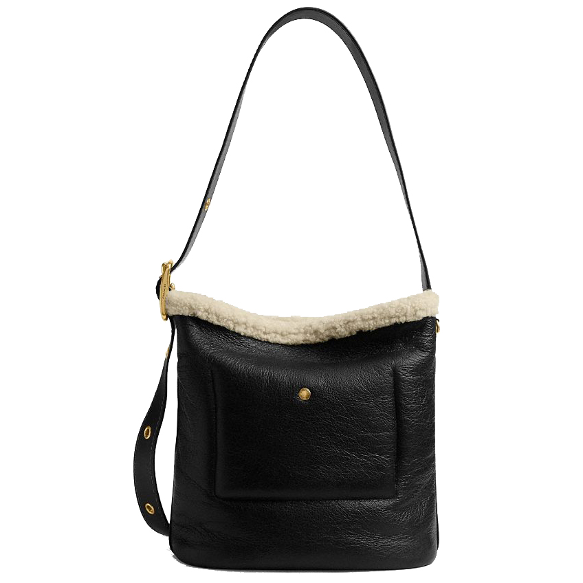 Coach Bleecker Bucket Bag In Shearling Black Natural # CCC28