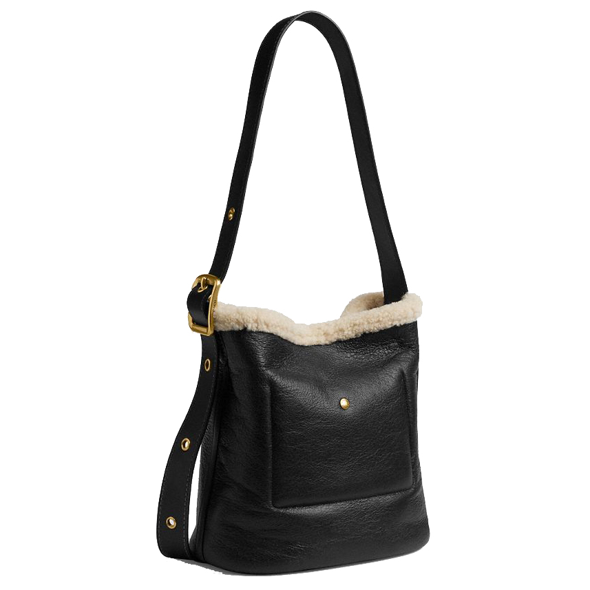 Coach Bleecker Bucket Bag In Shearling Black Natural # CCC28