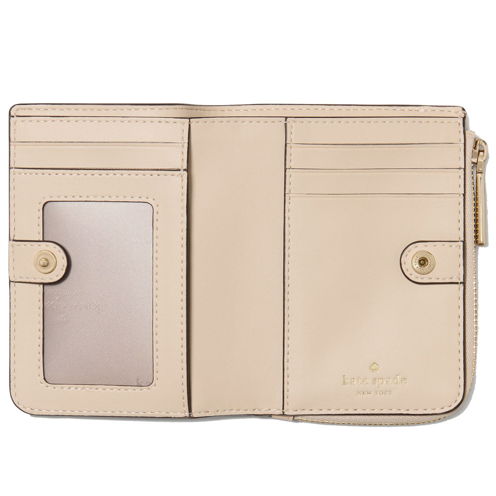 Kate Spade Spade Flower Small L-Zip Wallet Dark Beige Multi # KN768