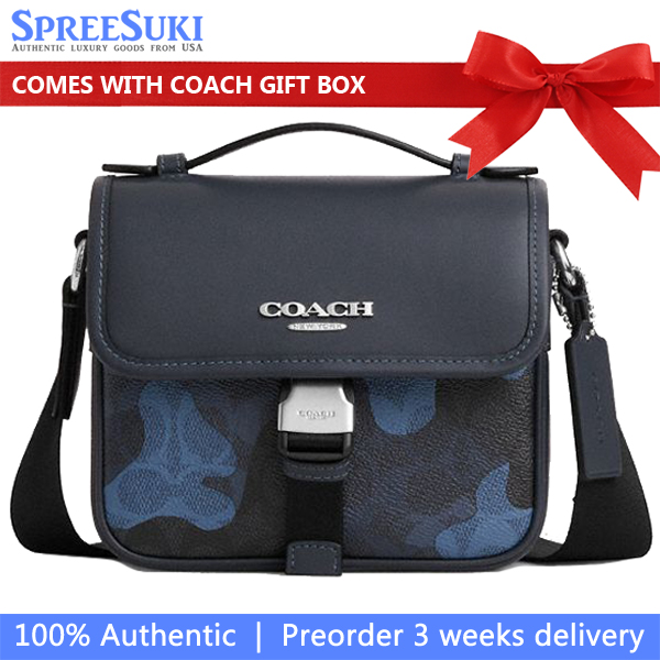 Coach Racer Crossbody Bag In Signature Camo Print Silver Blue Multi # CDC15