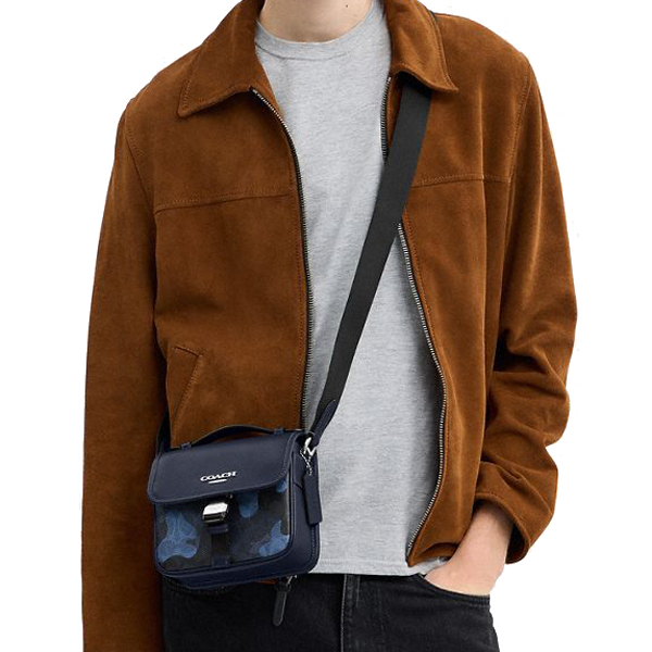 Coach Racer Crossbody Bag In Signature Camo Print Silver Blue Multi # CDC15