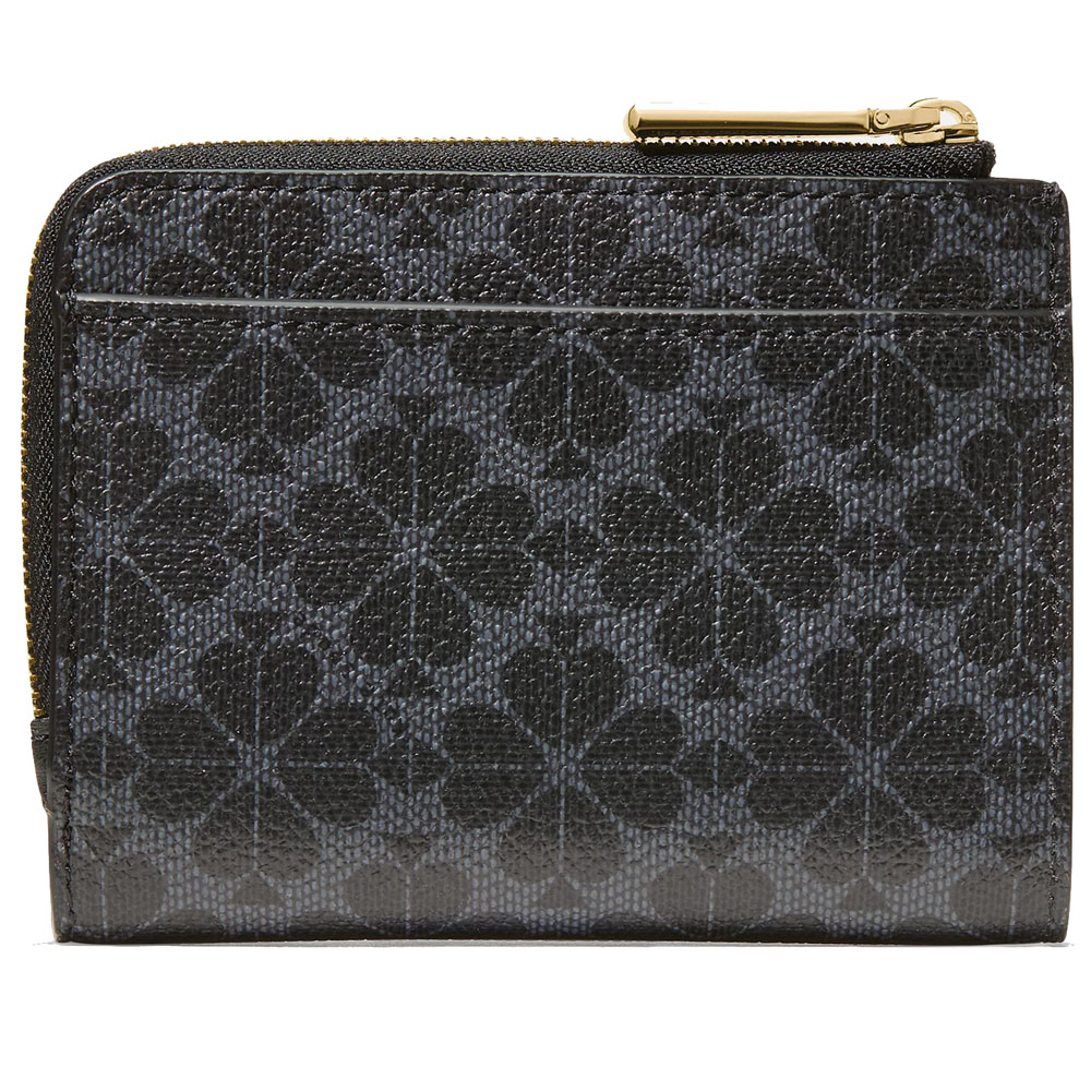 Kate Spade Spade Flower Small L-Zip Wallet Black # KN768