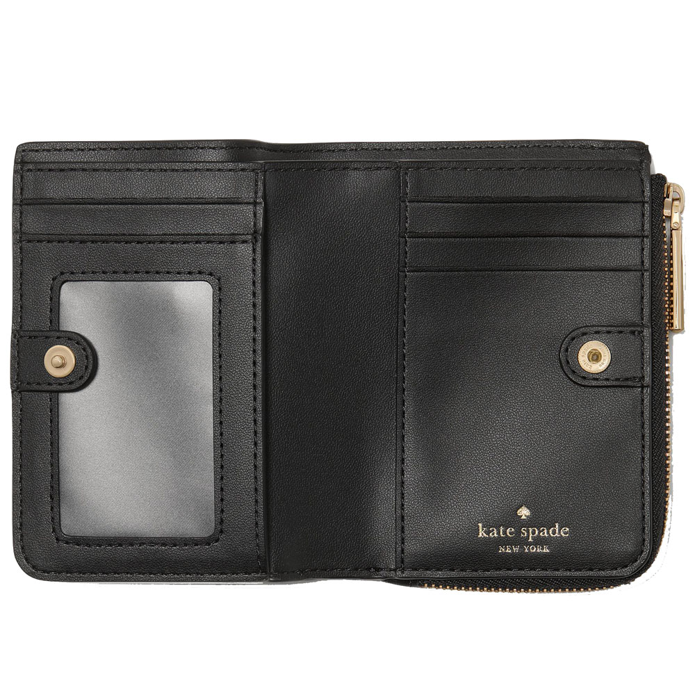 Kate Spade Spade Flower Small L-Zip Wallet Black # KN768