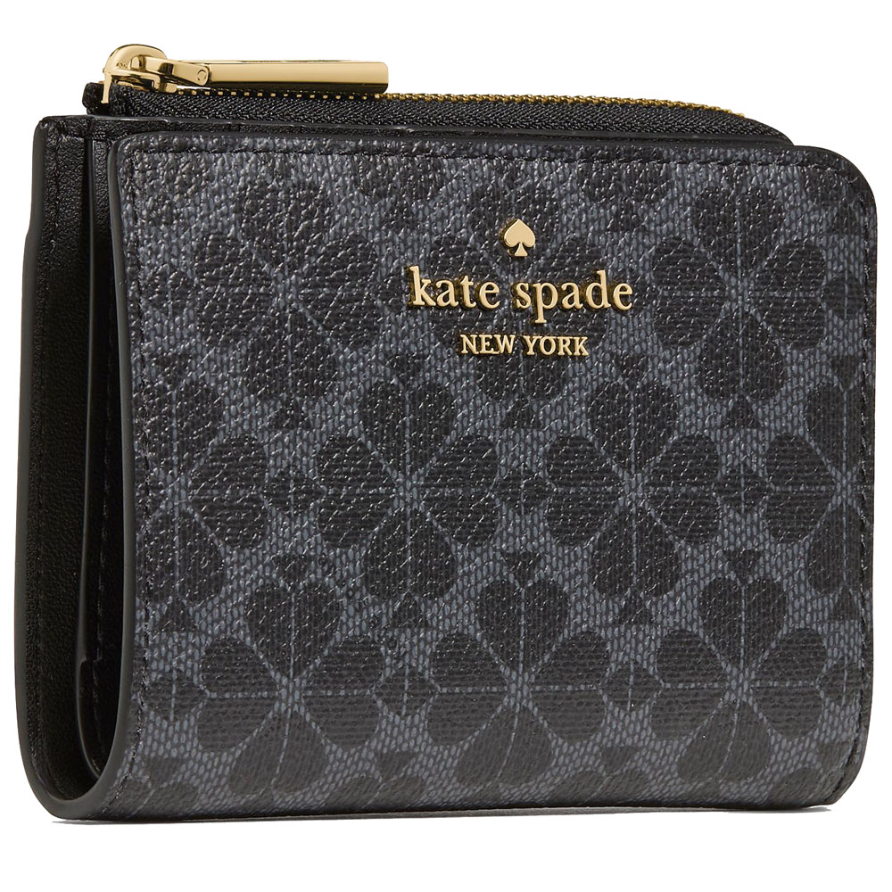 Kate Spade Spade Flower Small L-Zip Wallet Black # KN768