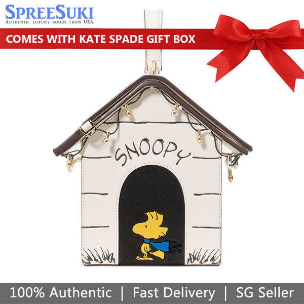 Kate Spade Peanuts X Ksny Snoopy 3D Dog House Crossbody Multi Off White # KM630