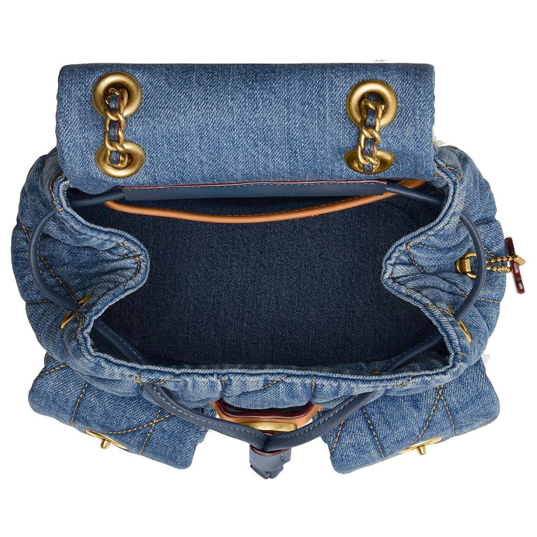 Coach Tabby Backpack With Quilting Indigo Blue Denim # CZ747