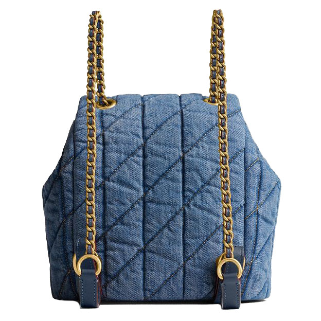 Coach Tabby Backpack With Quilting Indigo Blue Denim # CZ747