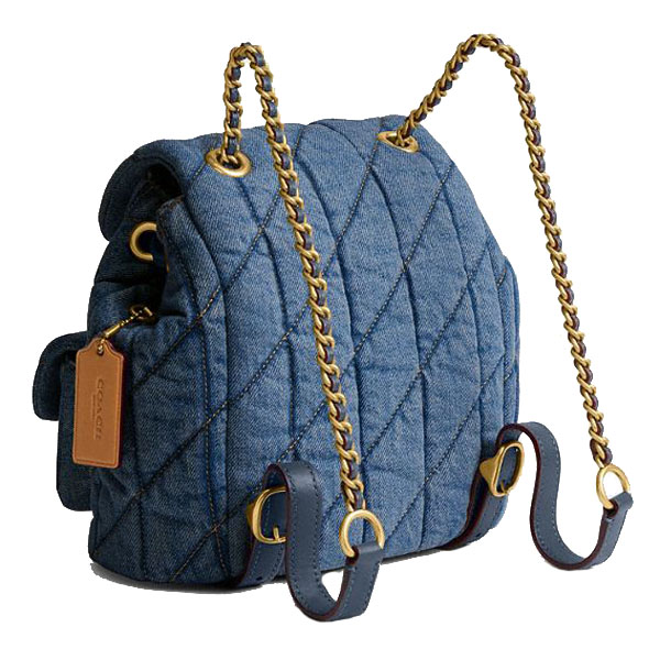 Coach Tabby Backpack With Quilting Indigo Blue Denim # CZ747