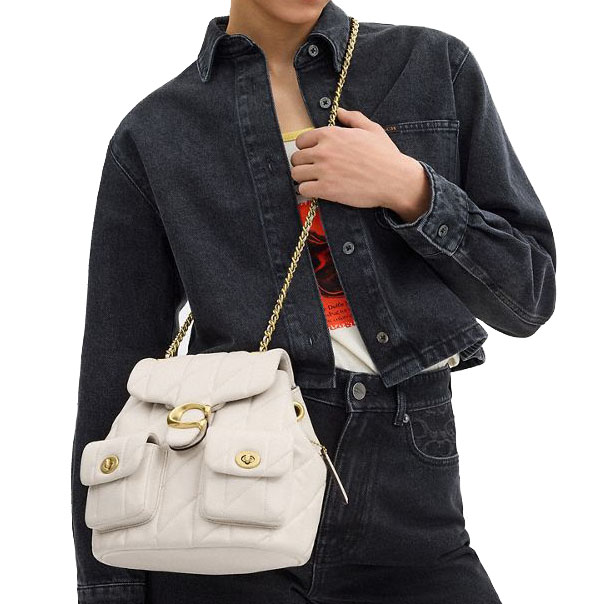 Coach Tabby Backpack With Pillow Quilting Chalk White # CU076