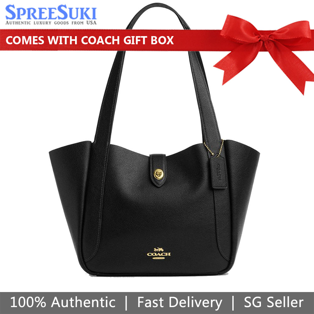 Coach Hadley Turnlock Tote Bag Black # CAL17