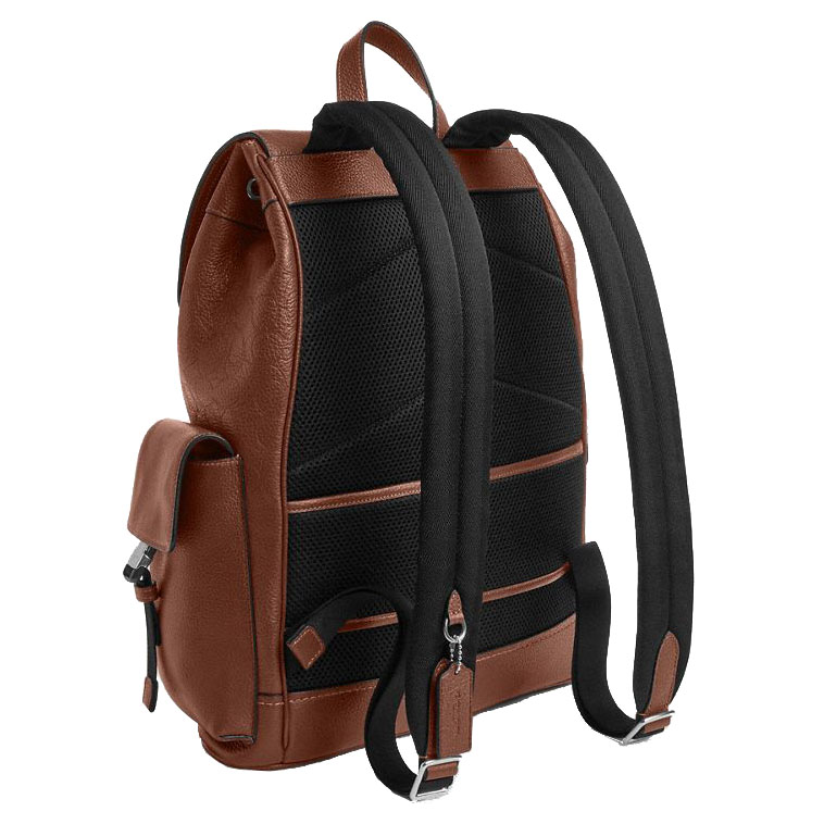 Coach Clark Backpack In Signature Leather Silver Vintage Brown # CDC21