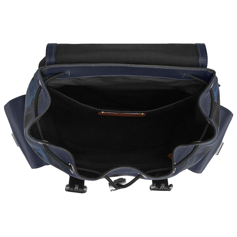 Coach Clark Backpack In Signature Camo Print Silver Blue Multi Aqua Blue # CDC20