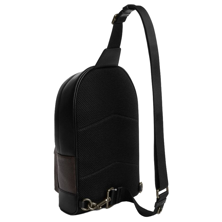 Coach West Pack In Signature Canvas With Varsity Stripe Gunmetal Walnut Multi Brown # CDC53