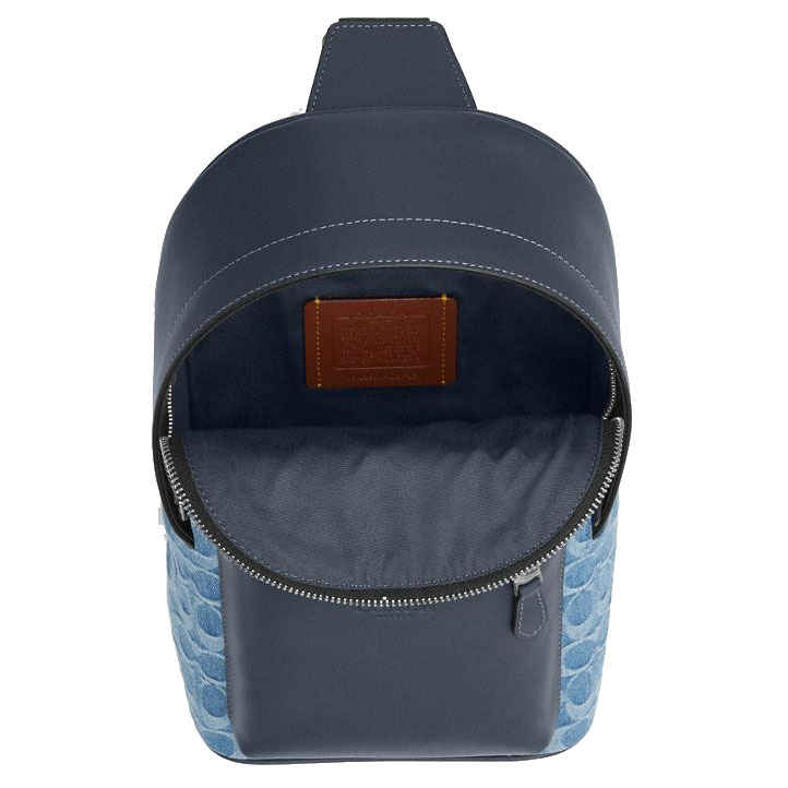 Coach Men West Pack In Signature Denim Silver Denim Blue Denim # CDF25