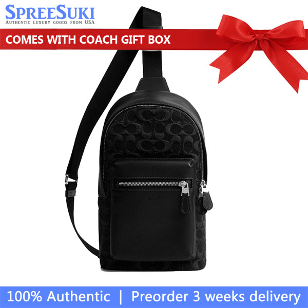 Coach Men West Pack In Signature Denim Silver Black # CDC50