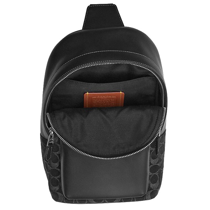 Coach Men West Pack In Signature Denim Silver Black # CDC50