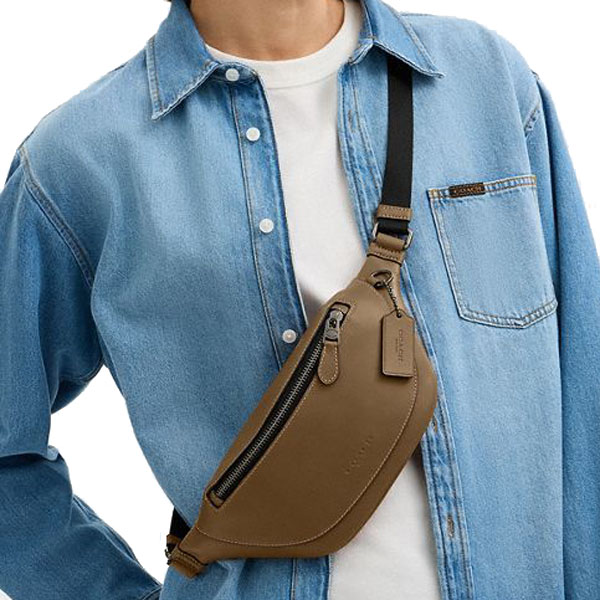 Coach Men Warren Mini Belt Bag Gunmetal Green Army Green # CBI29