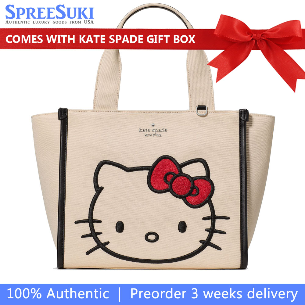 Kate Spade Hello Kitty And Friends X Kate Spade New York Small Tote Bag With Hello Kitty Natural Beige # KO133