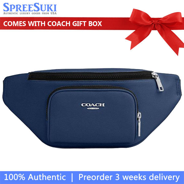 Coach Men Racer Small Belt Bag Silver Deep Blue # CBI47