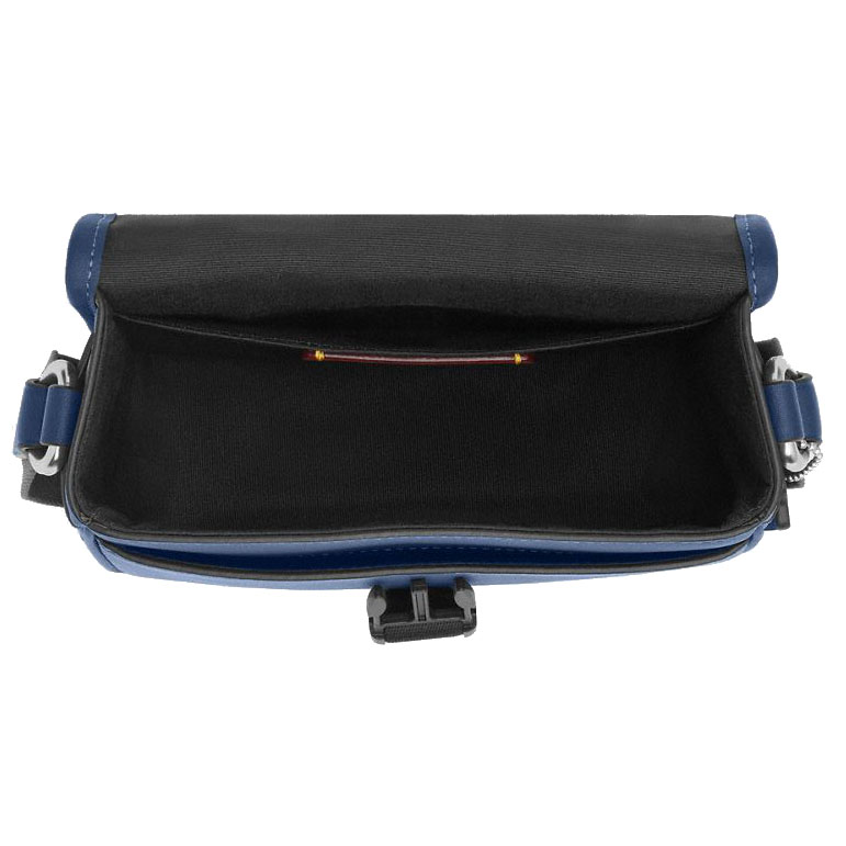 Coach Men Racer Crossbody Bag With Varsity Stripe Webbing Silver Deep Blue Multi # CDC83