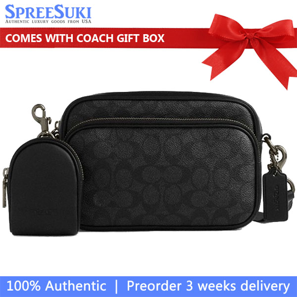 Coach Finlay Crossbody Bag In Signature Canvas Charcoal Black # CDB25