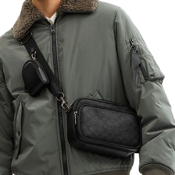 Coach Finlay Crossbody Bag In Signature Canvas Charcoal Black # CDB25