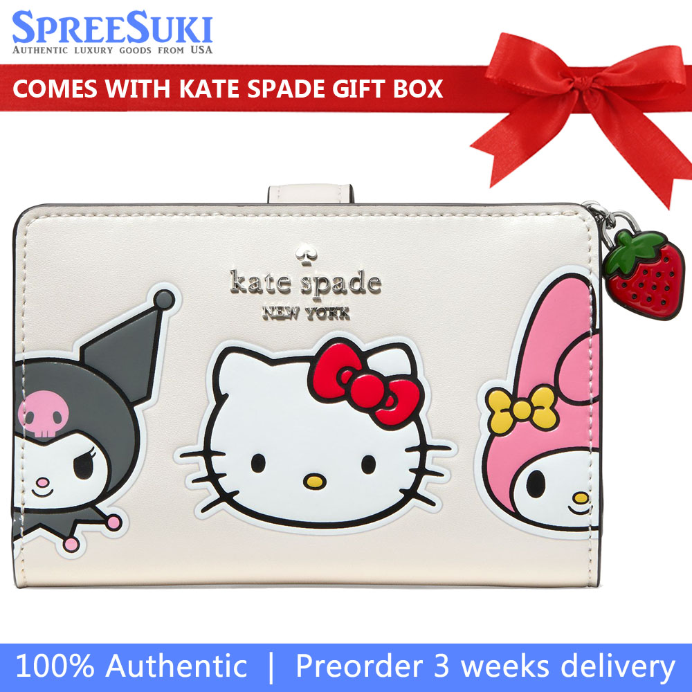 Kate Spade Hello Kitty X Ksny New York Friends Medium Bifold Wallet Cream Multi # KN892