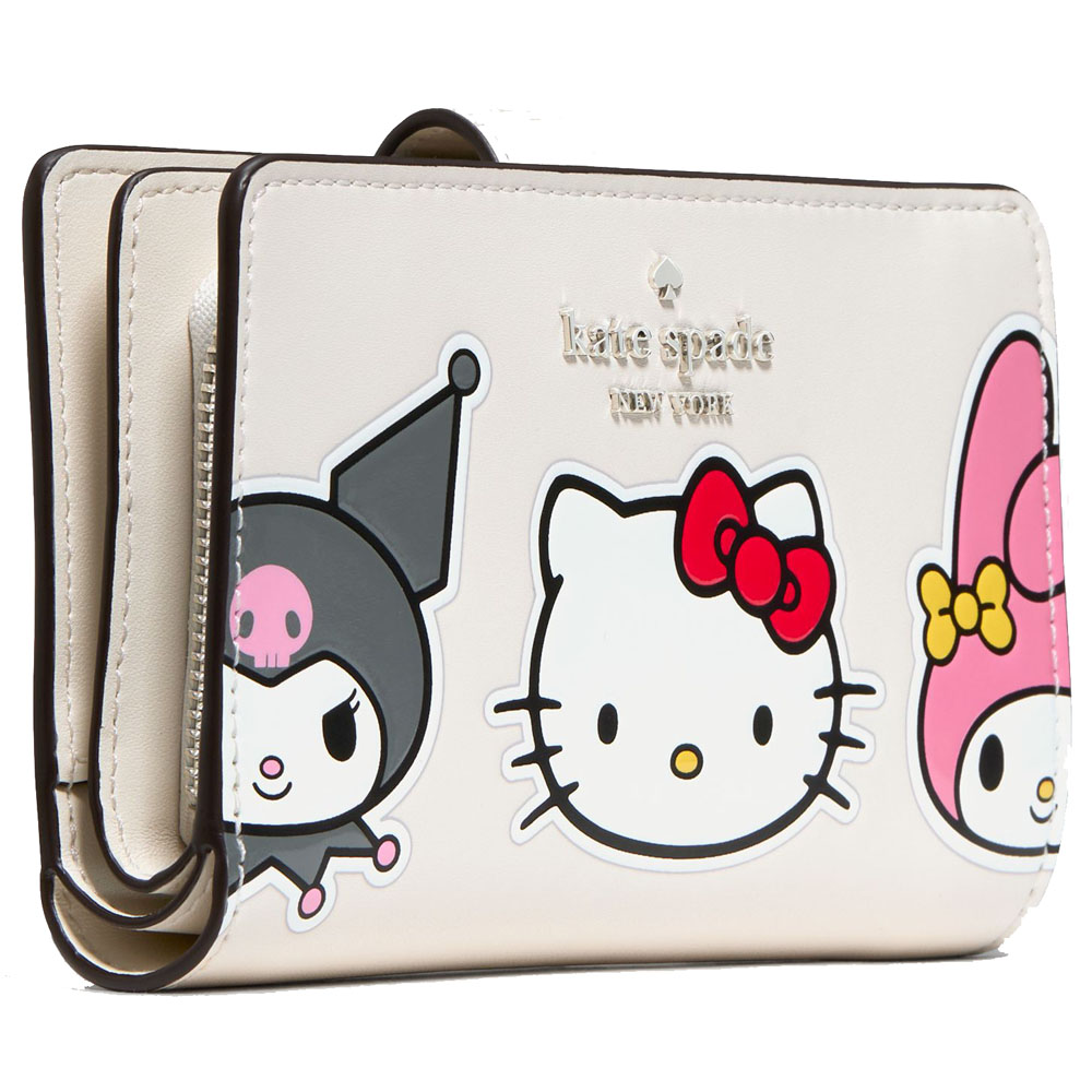 Kate Spade Hello Kitty X Ksny New York Friends Medium Bifold Wallet Cream Multi # KN892