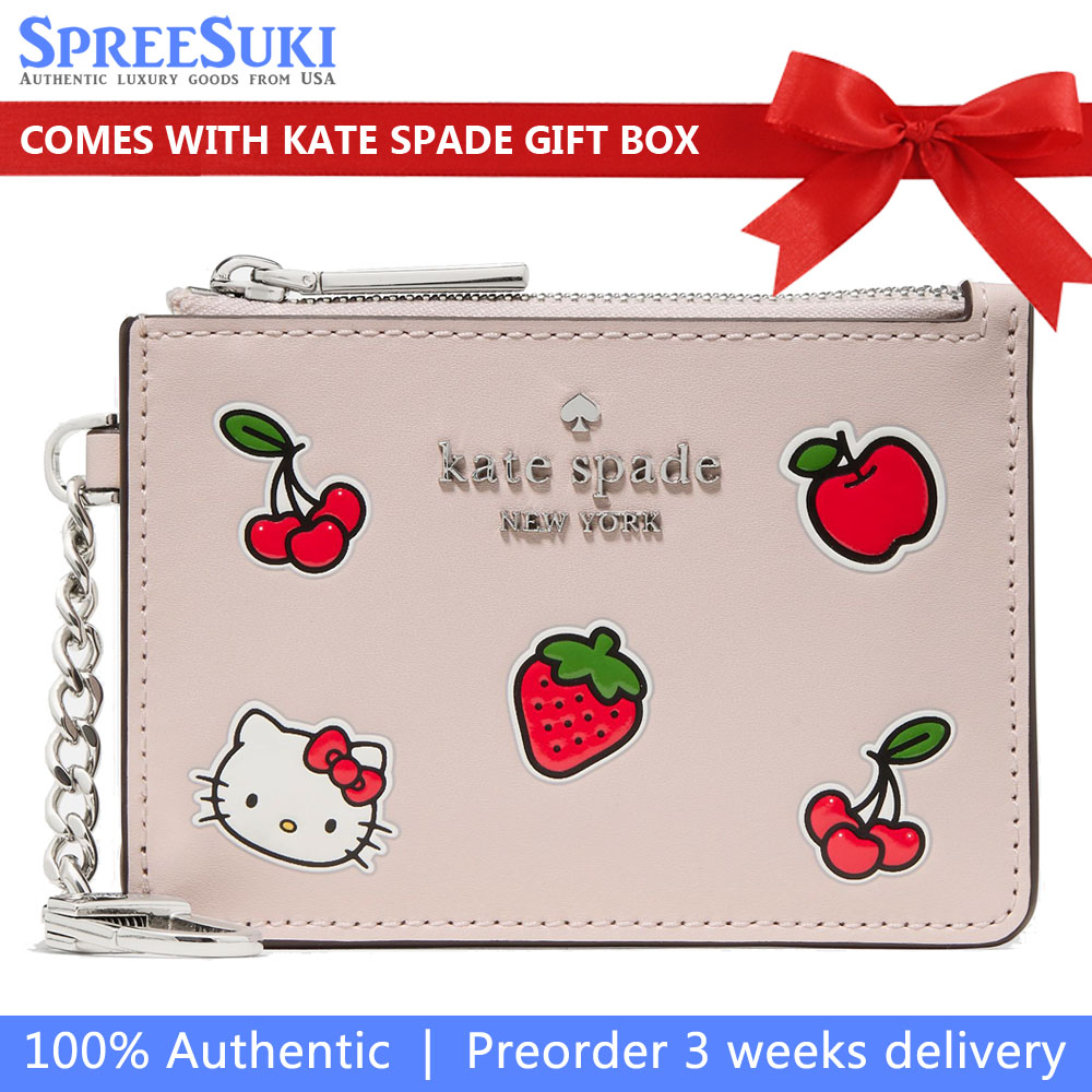 Kate Spade Hello Kitty X Ksny New York Sticker Key Ring Card Holder Powdered Sugar Multi Beige # KN819