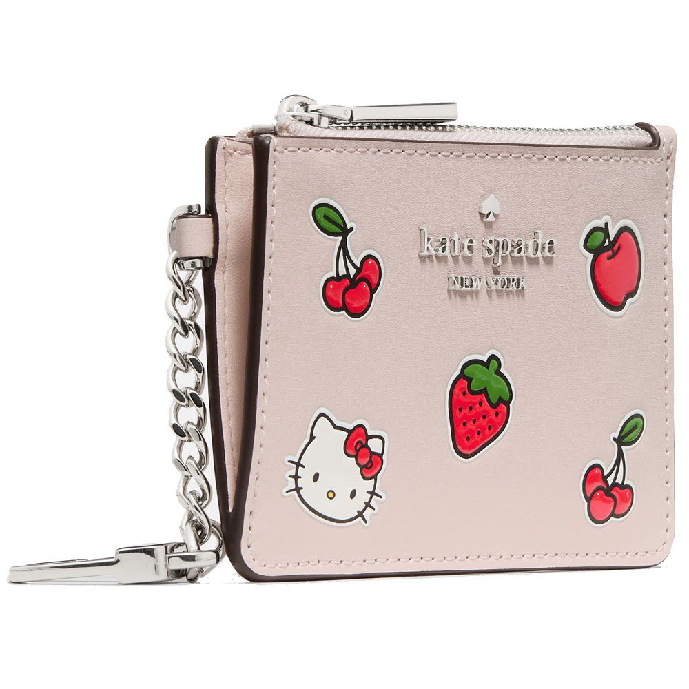 Kate Spade Hello Kitty X Ksny New York Sticker Key Ring Card Holder Powdered Sugar Multi Beige # KN819