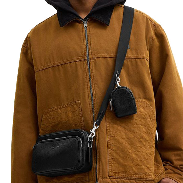 Coach Men Finlay Crossbody Bag Silver Black # CDB24