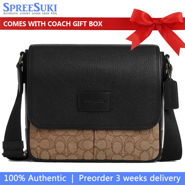 Coach Men Sprint Map Bag 25 In Signature Jacquard Tan Black # CE534